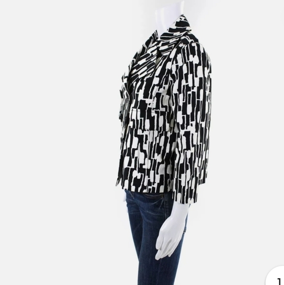 Michael Kors Abstract Print Six Button Blazer Black & White Size Medium NWOT - Picture 3 of 12